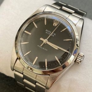 Rolex Oyster Precision Watch Stainless Steel Black Dial 34mm
